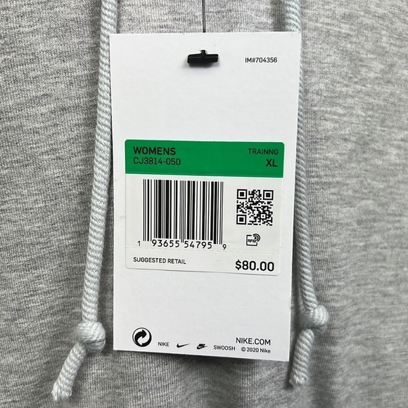 NWT Nike Yoga Women’s Hoodie Pullover Gray XL Oversized Training Athletic Frayed - Picture 8 of 8